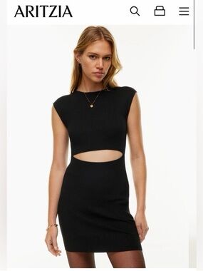 Aritzia Wilfred Free Knit Cut-Out Mini Dress black